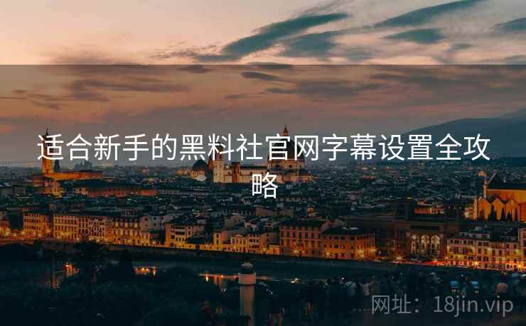 适合新手的黑料社官网字幕设置全攻略