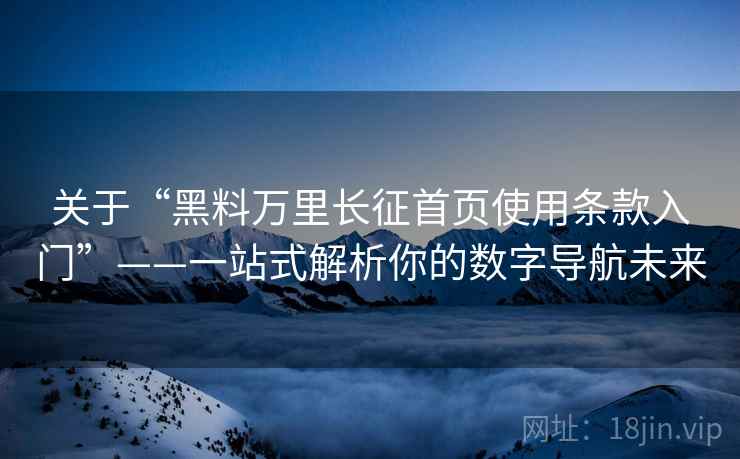 关于“黑料万里长征首页使用条款入门”——一站式解析你的数字导航未来