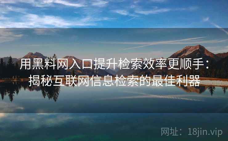 用黑料网入口提升检索效率更顺手：揭秘互联网信息检索的最佳利器