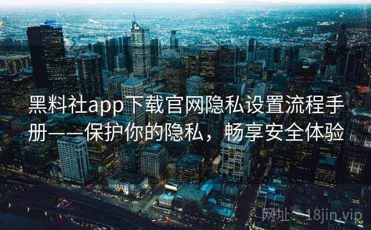 黑料社app下载官网隐私设置流程手册——保护你的隐私，畅享安全体验